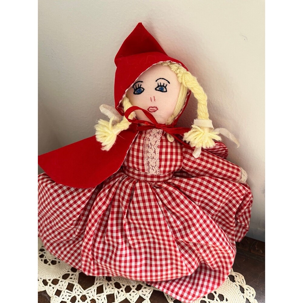 Vtg Handcrafted Red Riding Hood 3-1 Doll